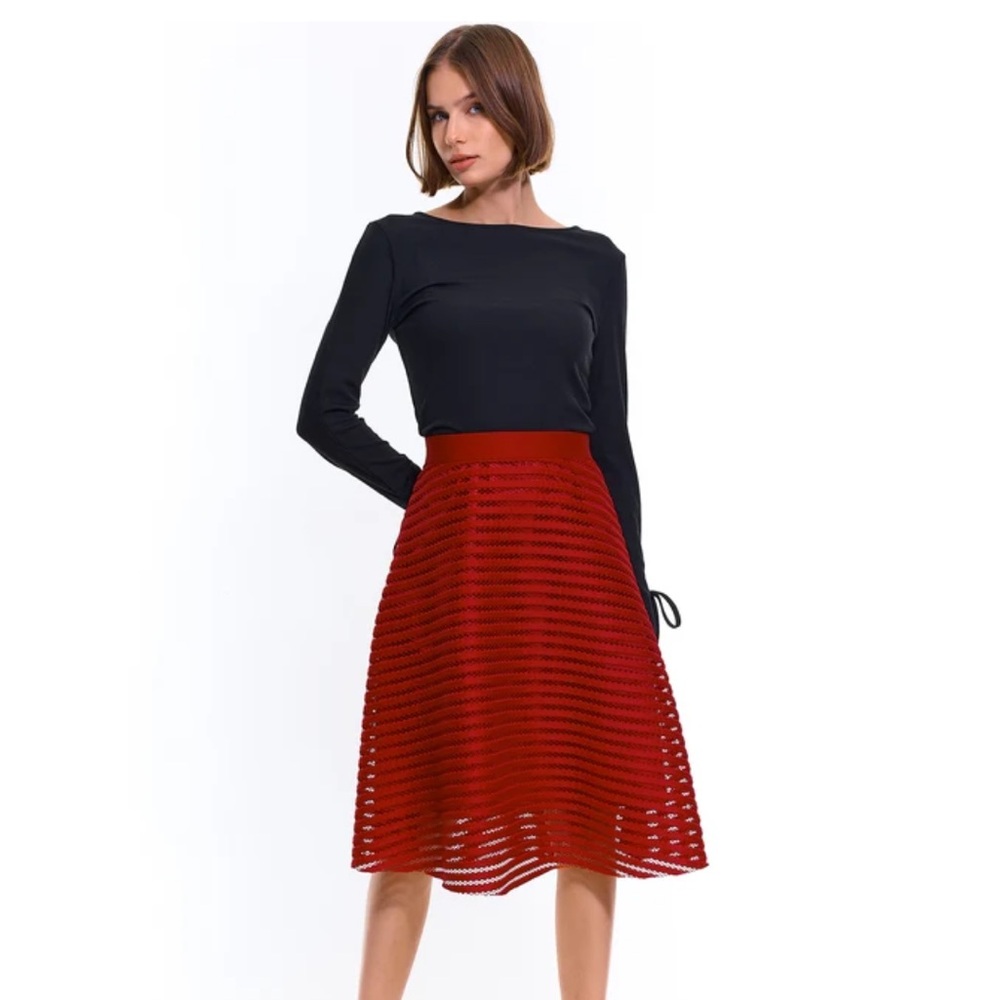 Lilhouette. Chicwish Burgundy Striped A-Line Skirt size S/M